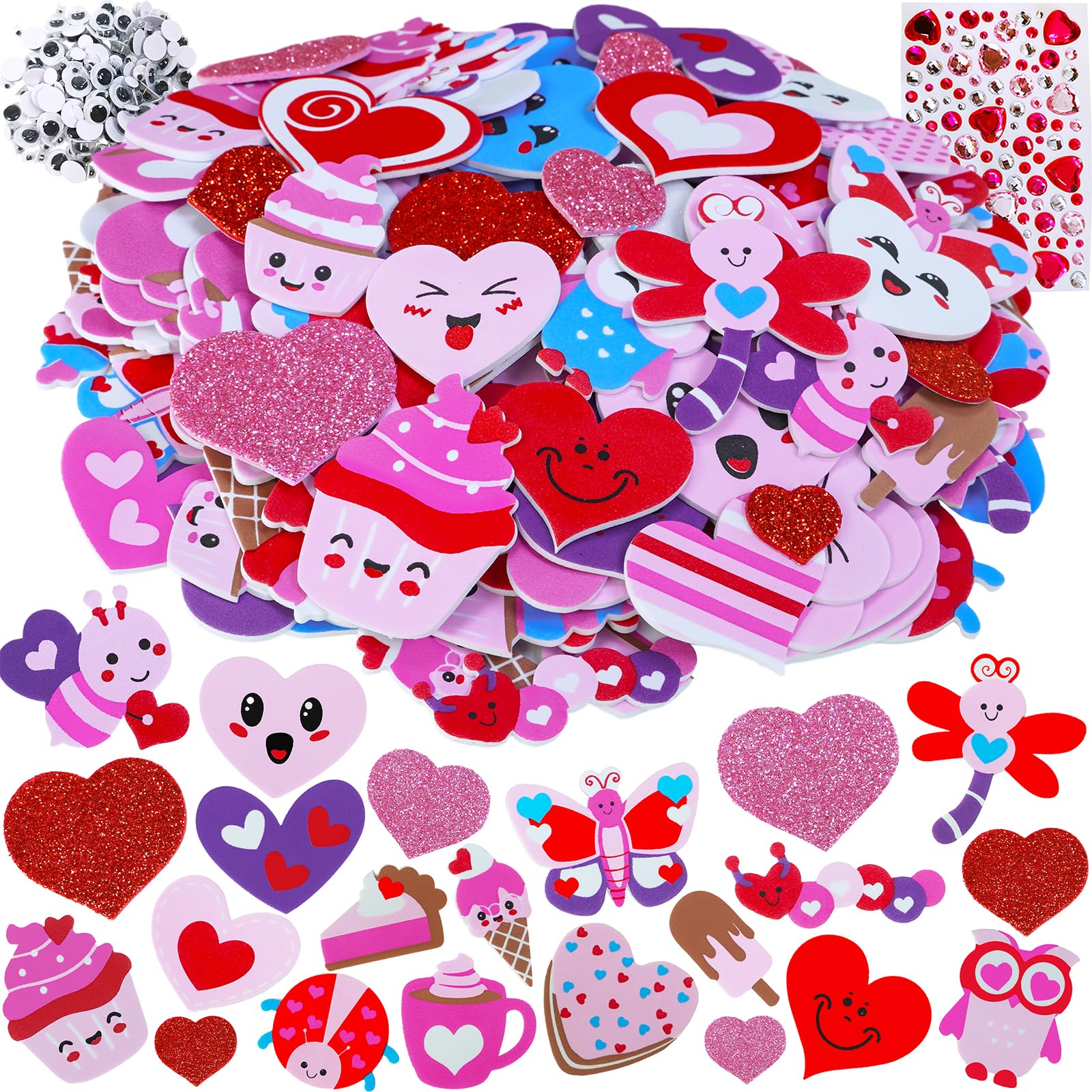 Winlyn foam heart stickers add bright color to Valentine crafts
