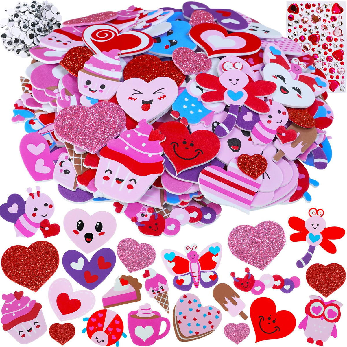 Winlyn foam heart stickers add bright color to Valentine crafts