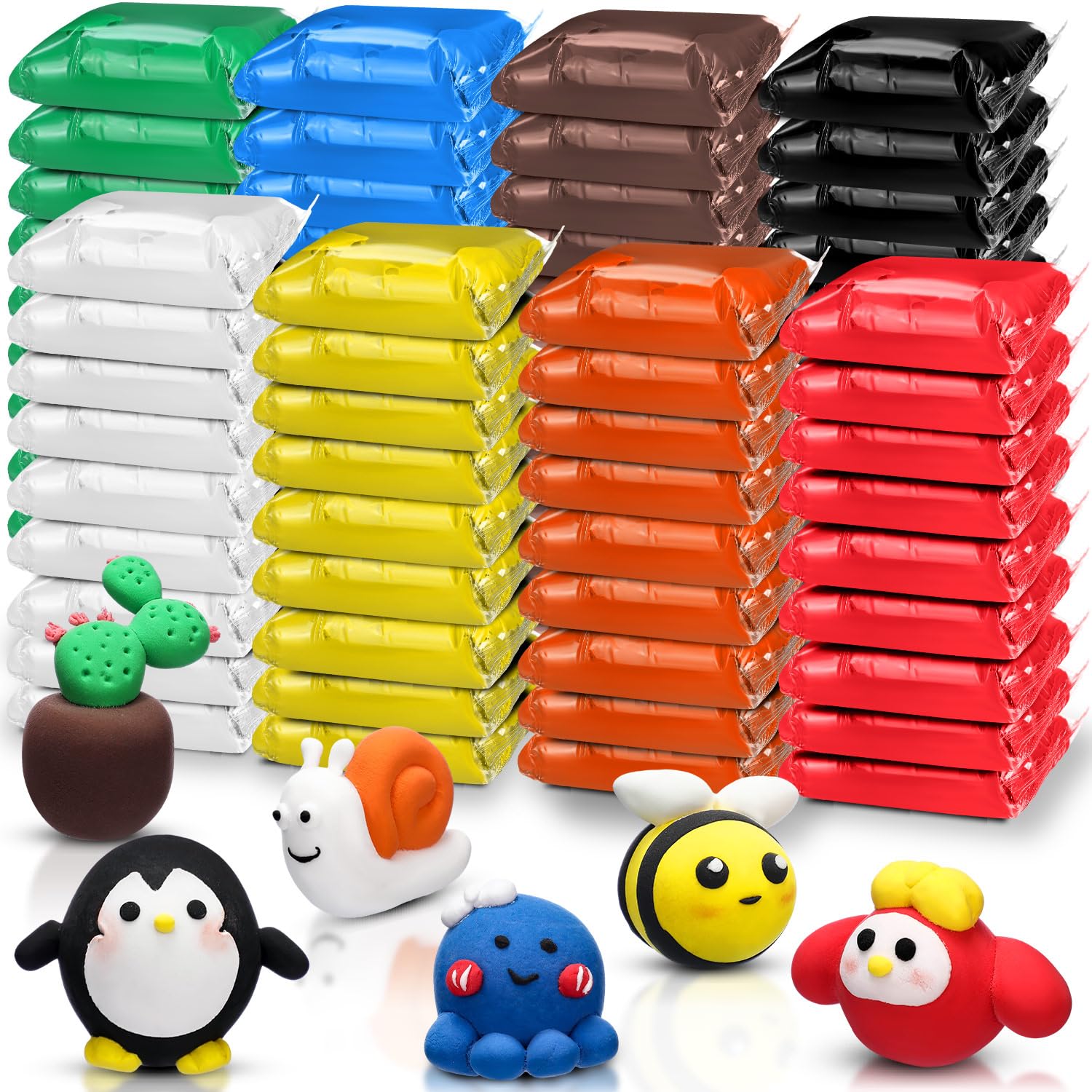 WinnerWhy 72-piece air-dry clay set in vibrant colors for kids' crafts.