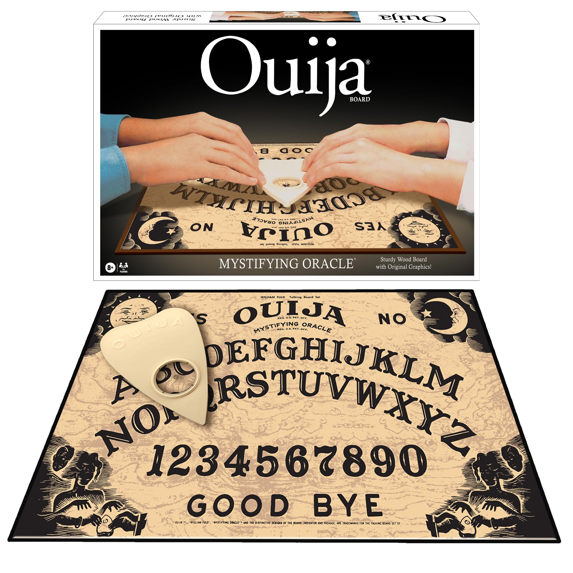 Winning Moves classic Ouija board in sturdy wood for durable family play.