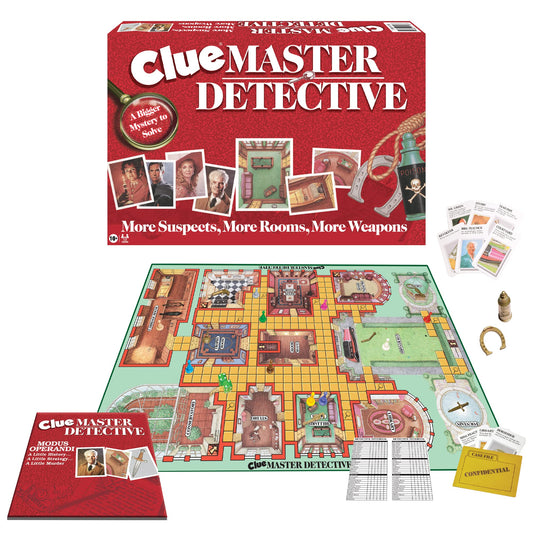 Winning Moves Clue Master Detective board—oversized layout for immersive group play.
