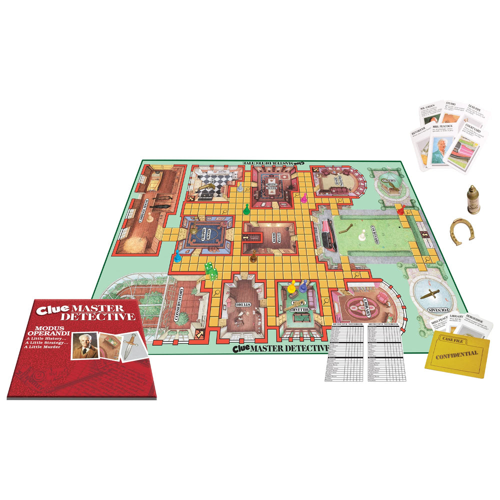 Winning Moves Clue Master Detective dice and notebook support strategic deductions.
