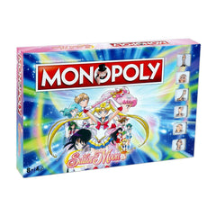 Winning Moves Monopoly Sailor Moon Edition board shows game setup for family play and anime theme.