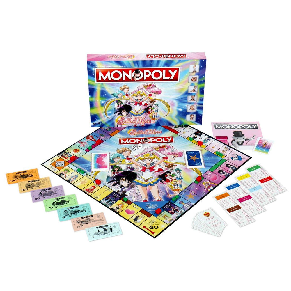Winning Moves Monopoly Sailor Moon Edition tokens—collectible pieces for strategic trading.