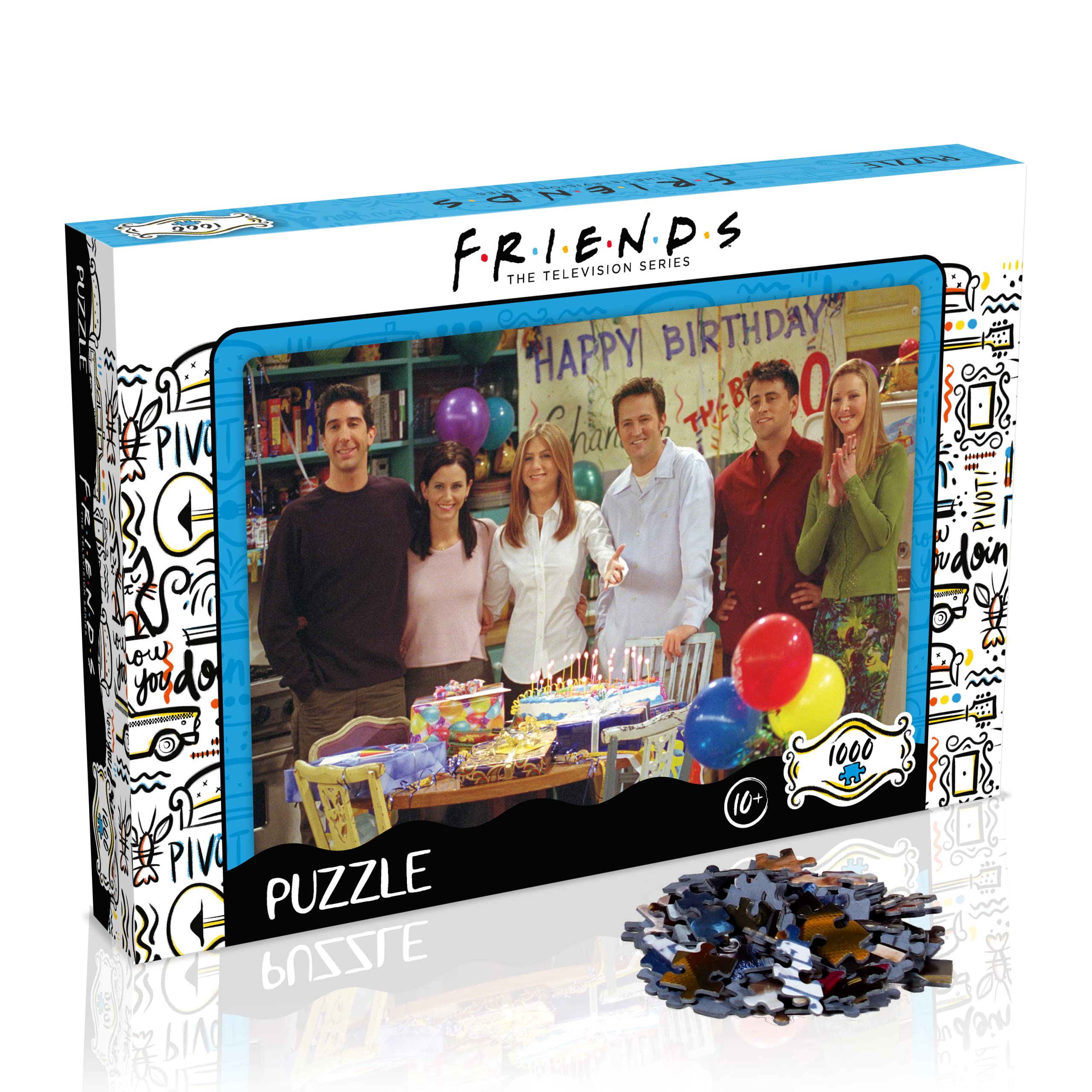 Winning Moves official licensed Friends jigsaw, durable construction for repeat viewing and gifting.