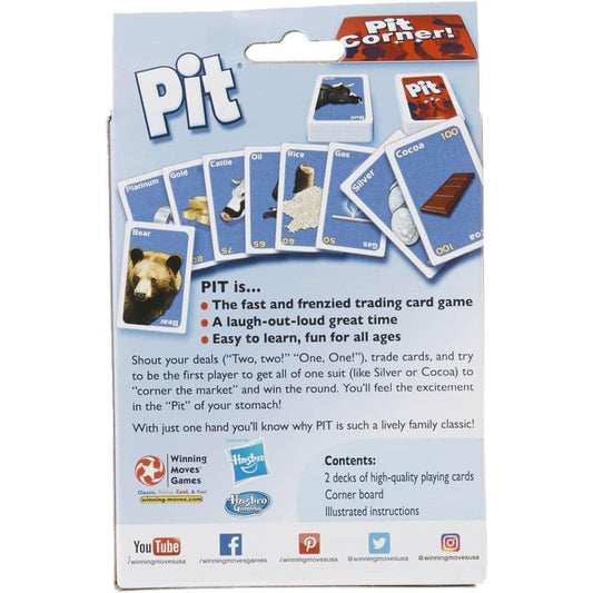 Winning Moves Pit corner market card game scene showing multiple players trading.
