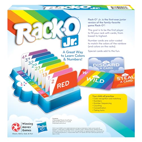 Winning Moves Rack-O Jr color-coding guides kids to order cards from low to high
