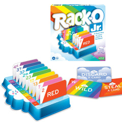 Winning Moves Rack-O Jr game board ready for kids’ color-coded card challenge