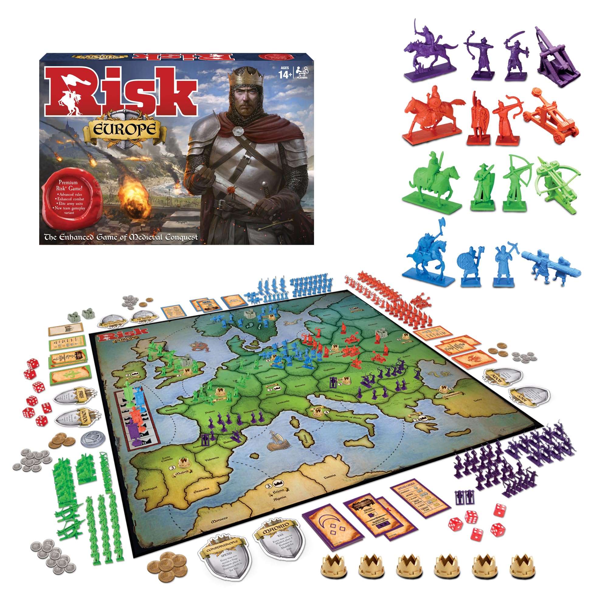 Winning Moves Risk Europe siege weapons in action for epic regional campaigns.