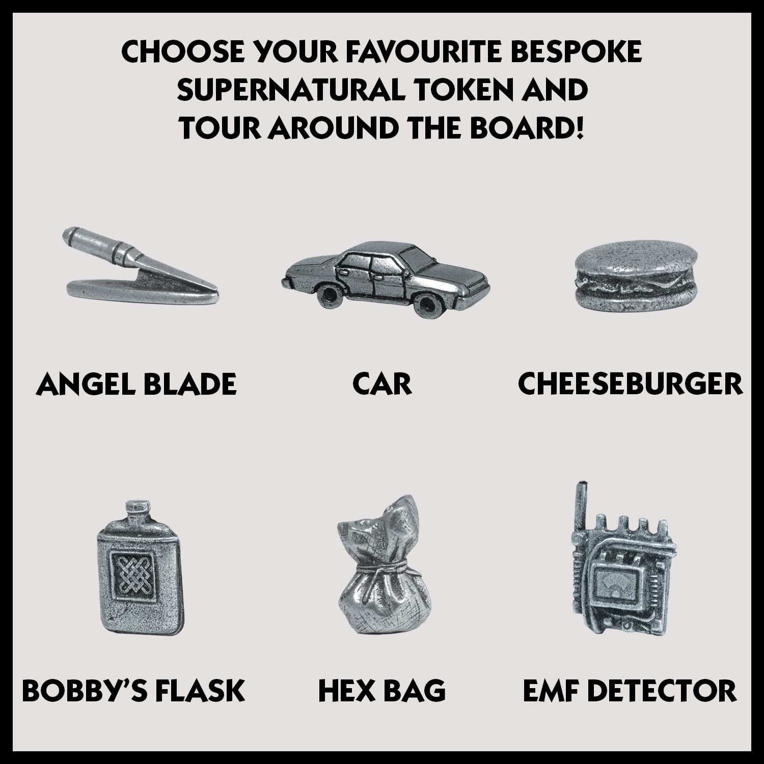 Cheeseburger token from Winning Moves Supernatural Monopoly adds playful detail
