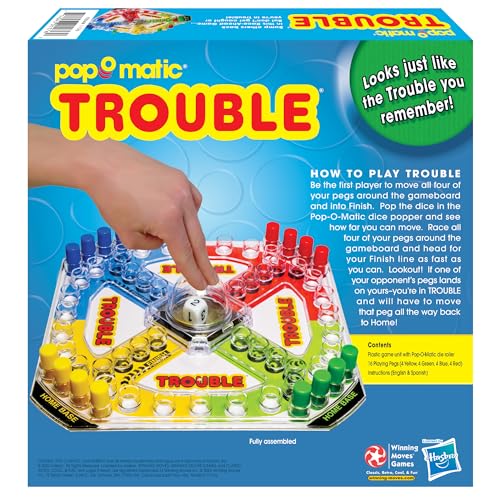 Winning Moves Trouble 16 pegs enabling fast-paced race to the finish.