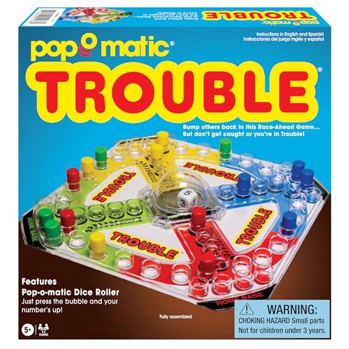 Winning Moves Trouble game board with retro artwork for nostalgic family play.