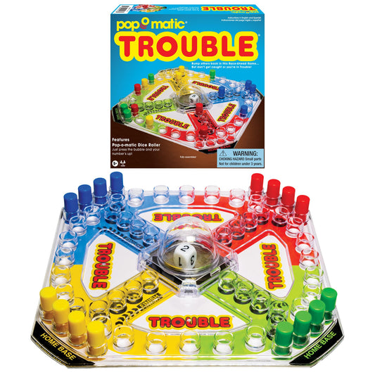 Winning Moves Trouble pop-o-matic dice roller for quick, tactile rolling.