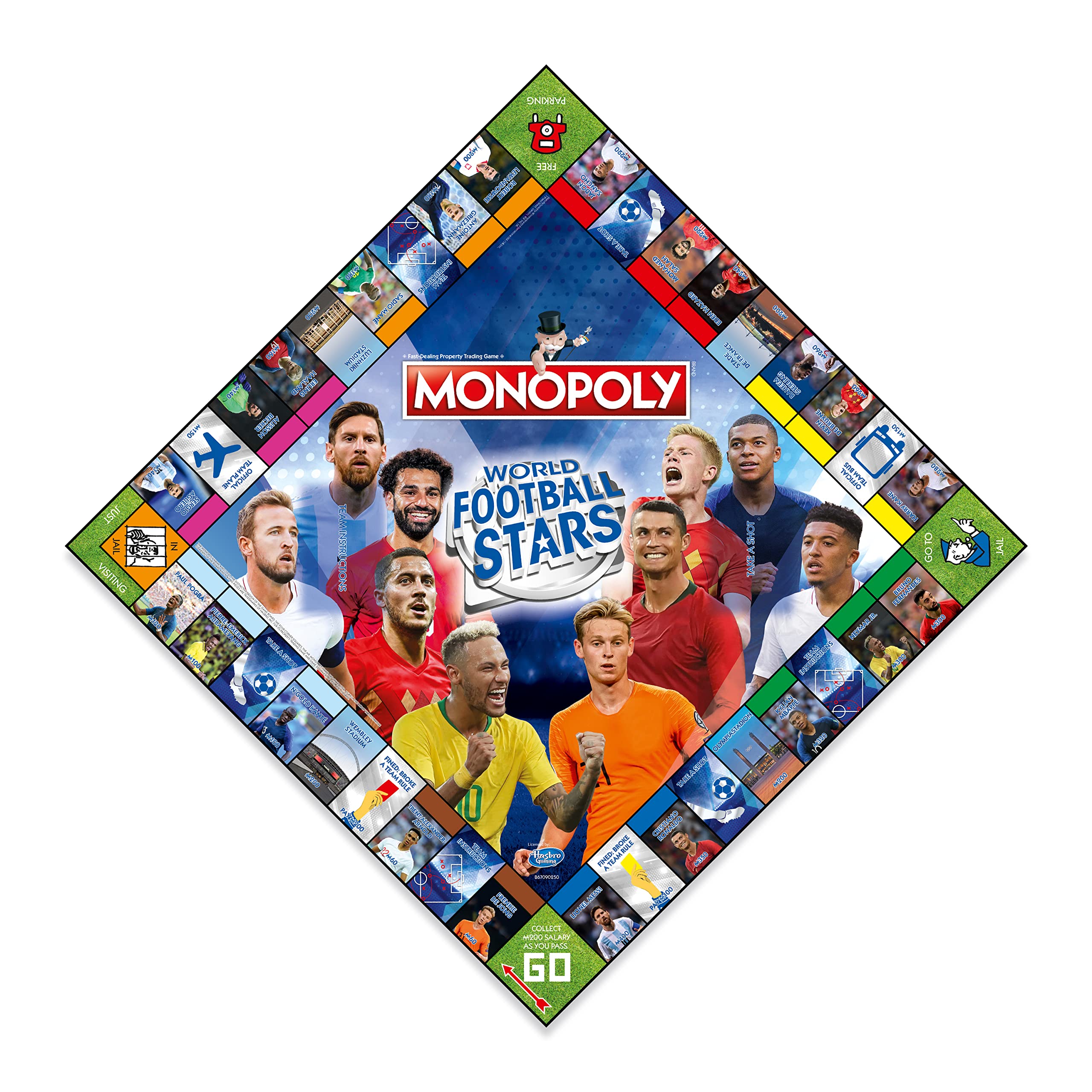 Winning Moves World Football Stars Monopoly Salah token speeding up gameplay.