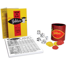 Winning Moves Yahtzee storage tray and instructions, easy cleanup and setup.