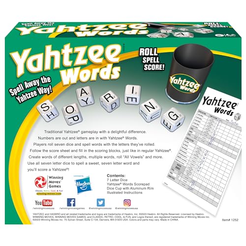 Winning Moves Yahtzee Words letter dice in action for vocabulary challenges