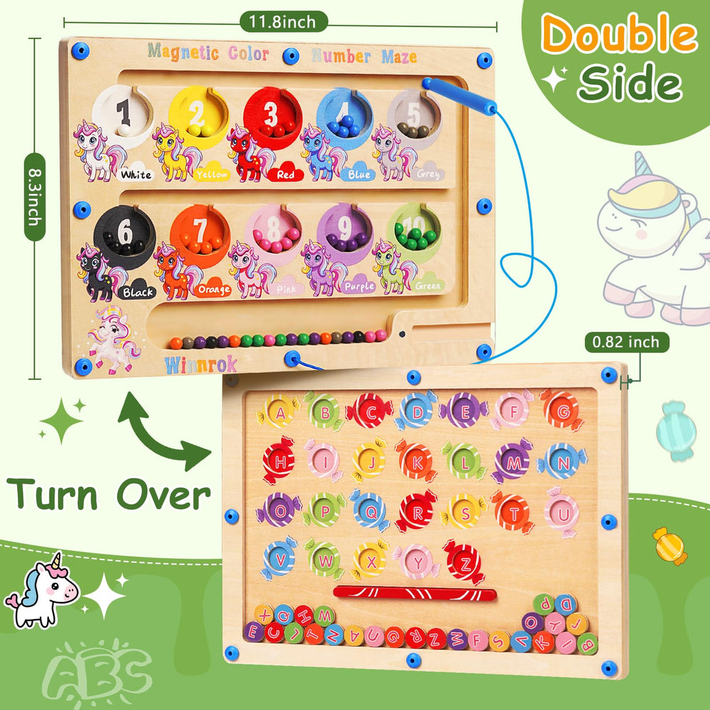 Winnrok 2in1 magnetic maze right side for alphabet and color recognition