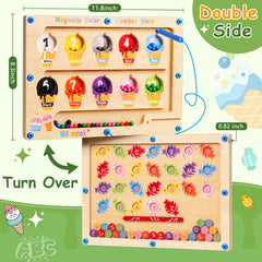 Winnrok 2-in-1 magnetic color and number maze side view showing alphabet color matching.