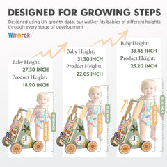 Winnrok walker at 22-1 inches height adjusts as baby grows