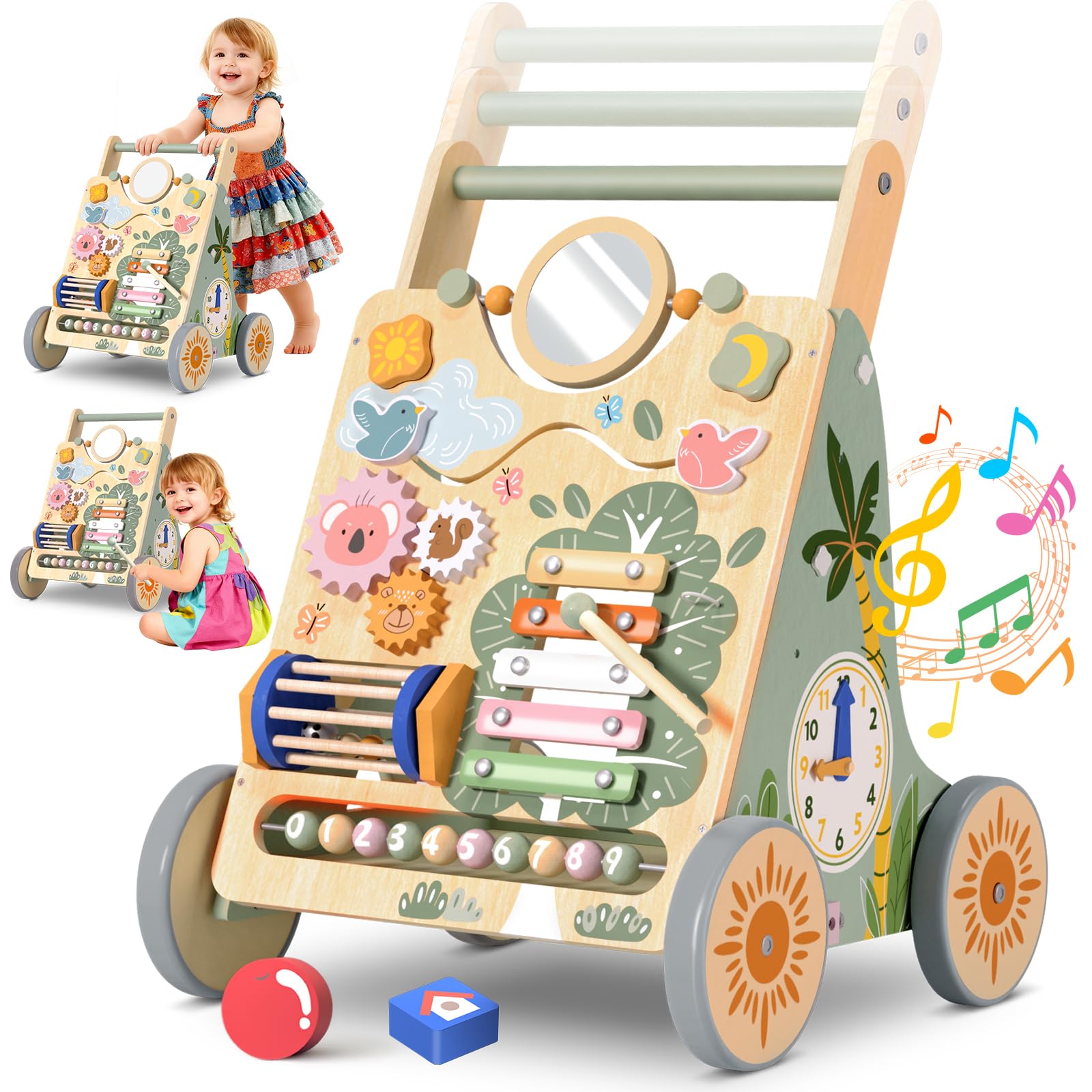 Winnrok wooden baby walker base shown for stability during early steps