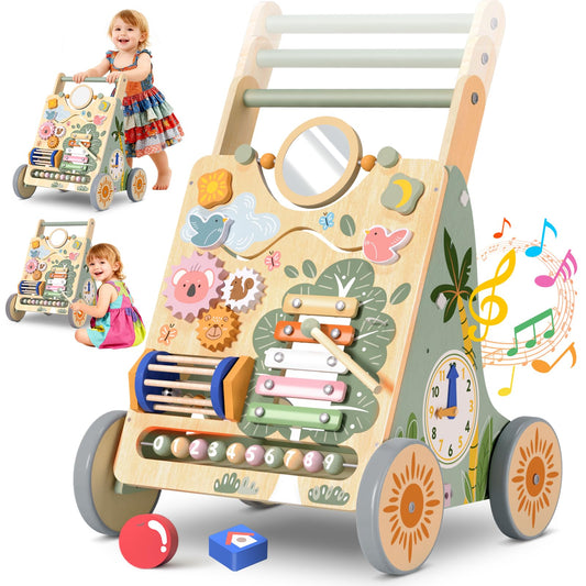 Winnrok wooden baby walker base shown for stability during early steps