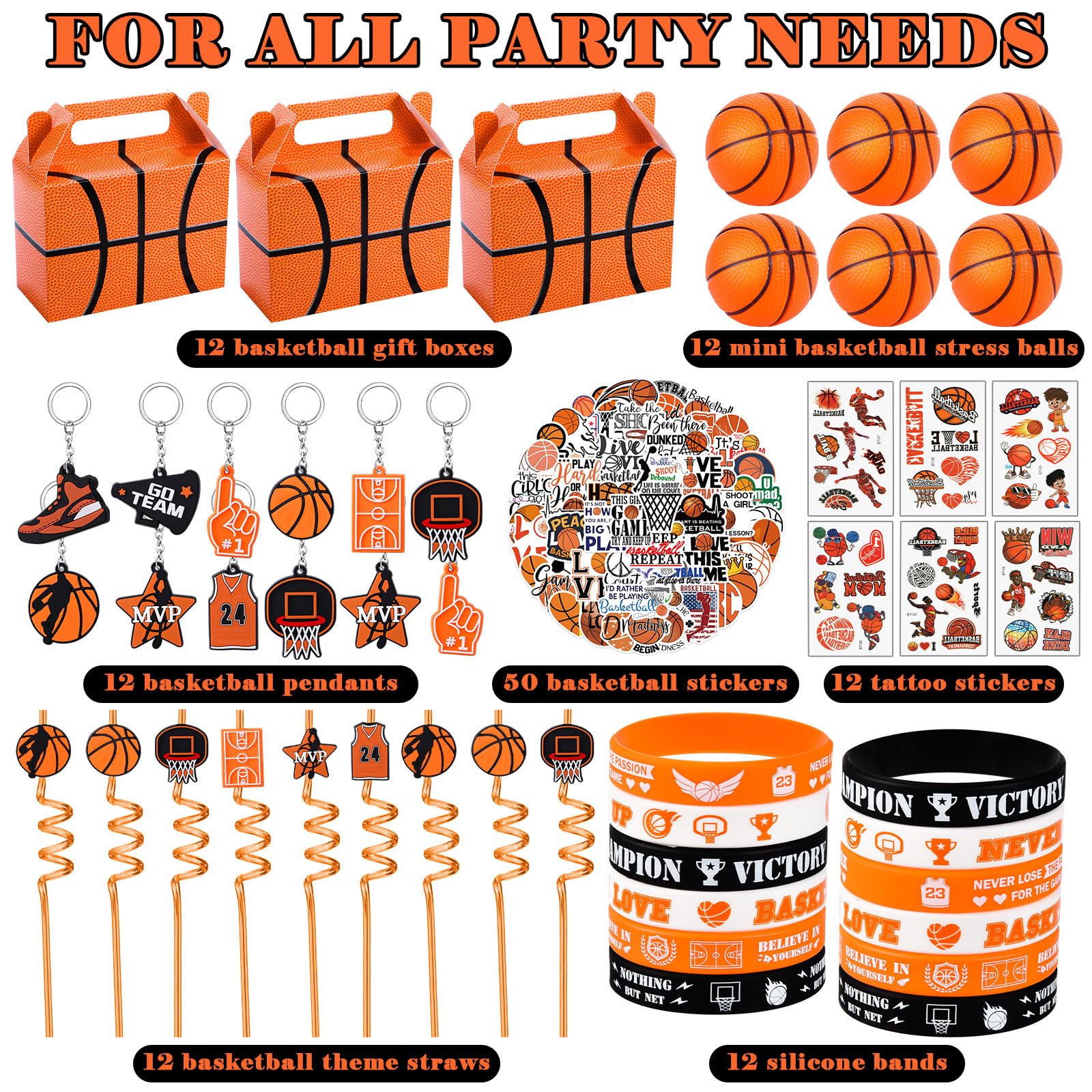 Winrayk basketball stickers and decor enhance party visuals