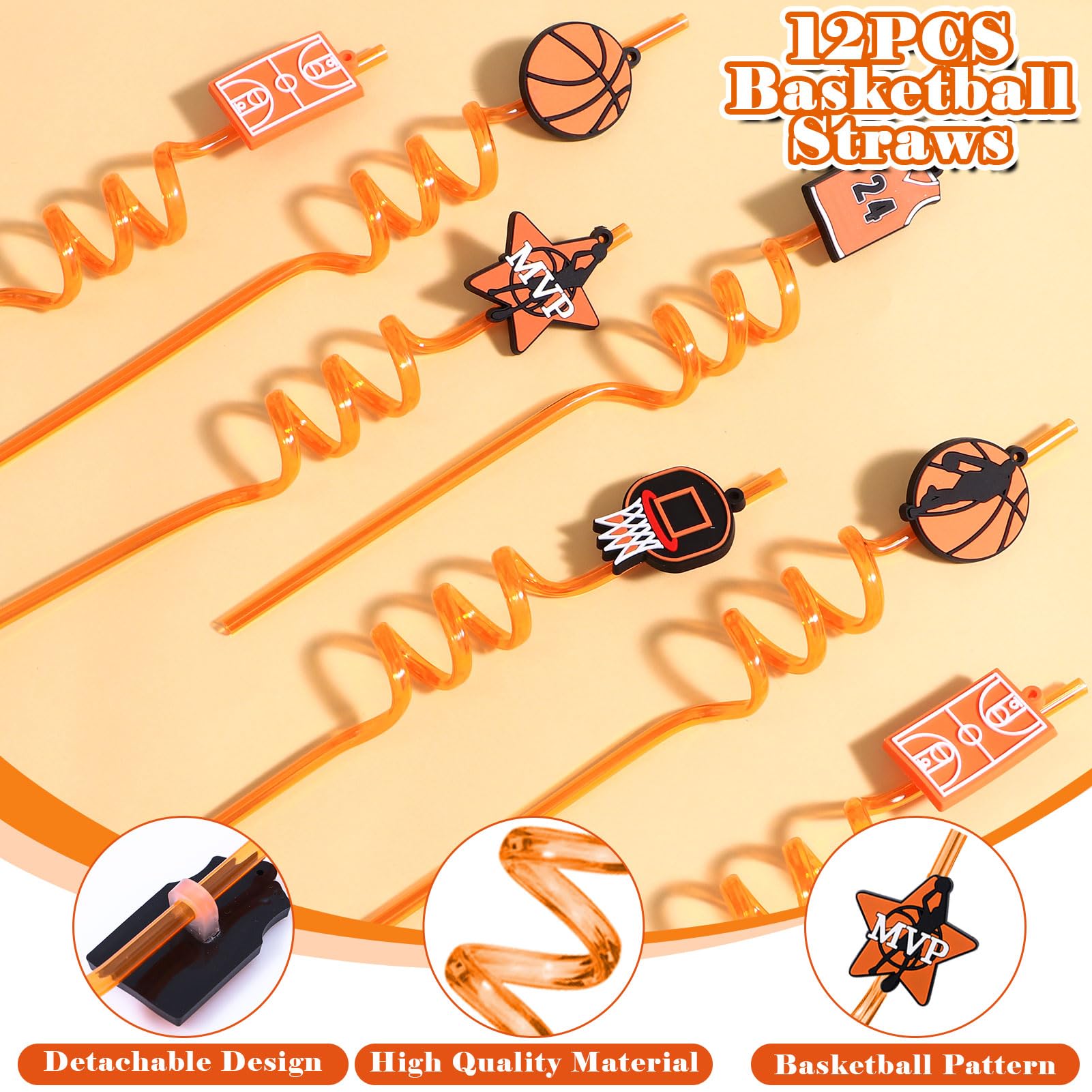 Winrayk basketball theme straws ideal for drinks and decor