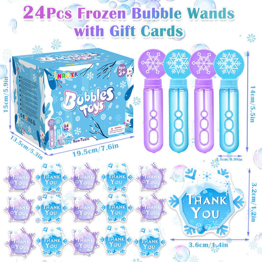 Winrayk blue and purple bubble wands for colorful party bubbles.