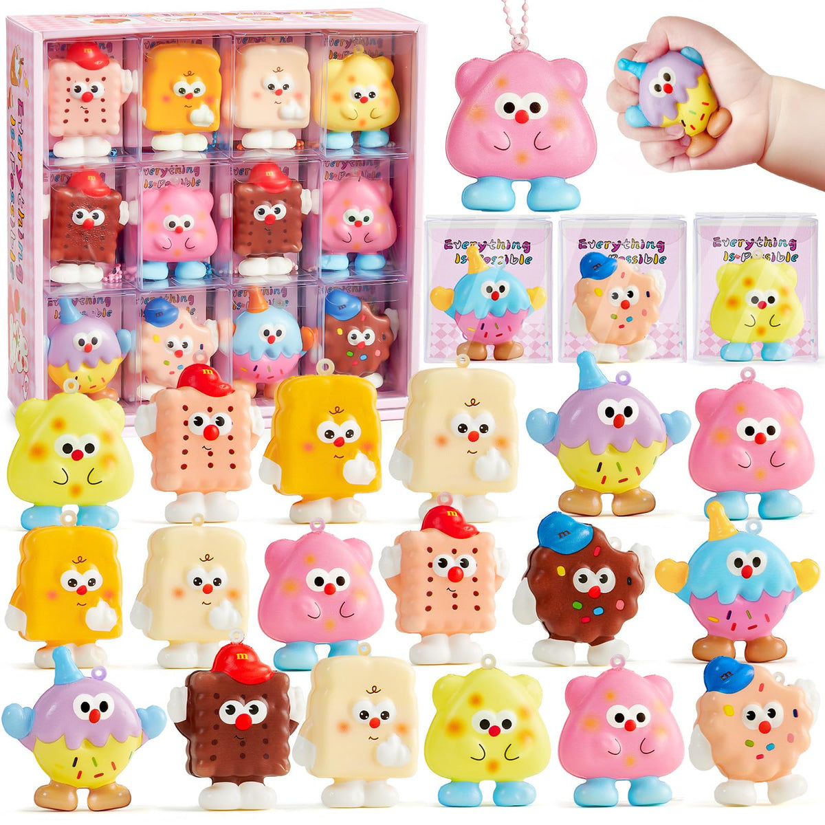 Winrayk ice cream party favors 24-pack, colorful squishies for gifting and play