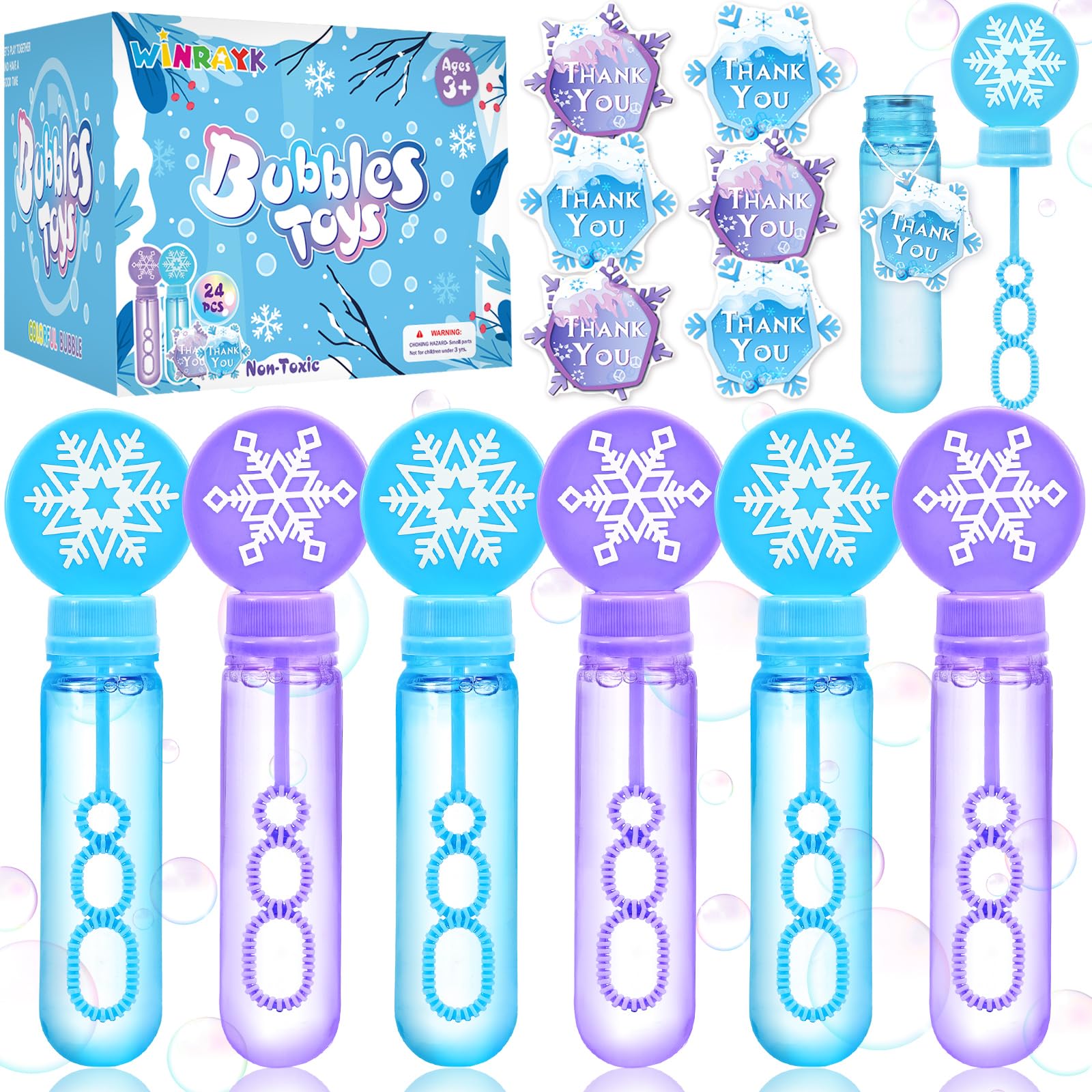 Winrayk snowflake bubble wands 24-pack brighten winter playtime.