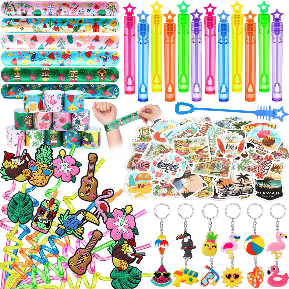 Winrayk tropical luau straws provide colorful, reusable drink accents for kids' parties.