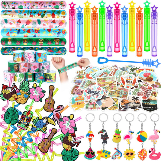 Winrayk tropical luau straws provide colorful, reusable drink accents for kids' parties.
