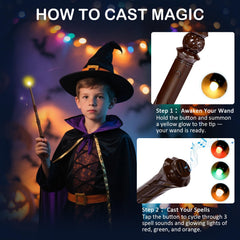 WinSence light-up wizard wand red glow demonstrates dramatic spell effects