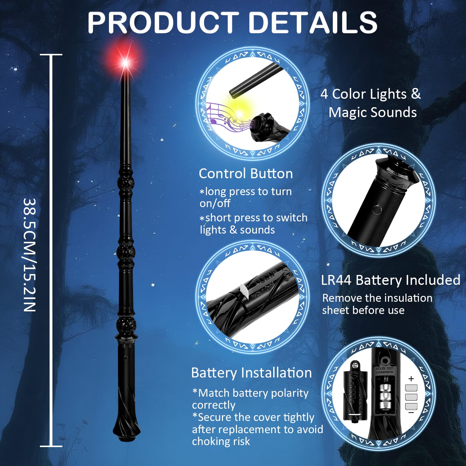 WinSence light-up wizard wand yellow glow demonstrates vibrant magic