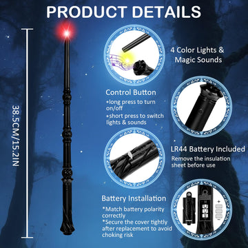 WinSence light-up wizard wand yellow glow demonstrates vibrant magic