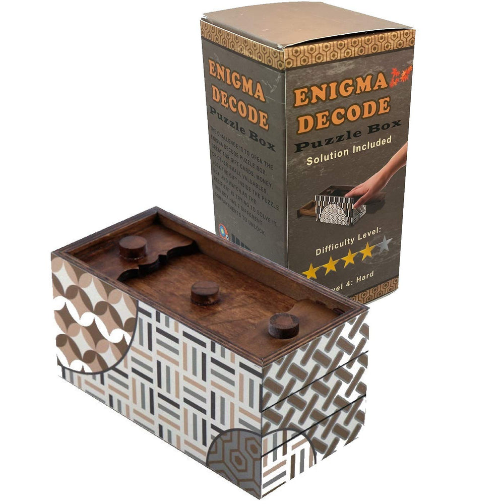 Winshare Enigma Decode Puzzle Box front view with hidden compartments.