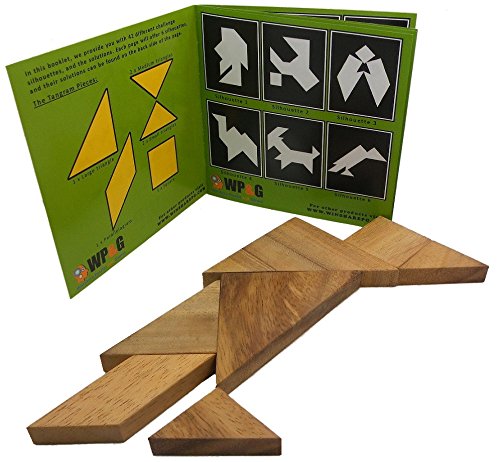 Winshare Tangram silhouette challenge booklet opens to 48 shapes for practice.