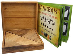 Winshare Tangram set shown with solution guide for guided learning.