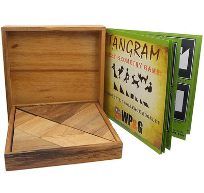Winshare Tangram wooden puzzle set with seven tans for silhouette challenges.