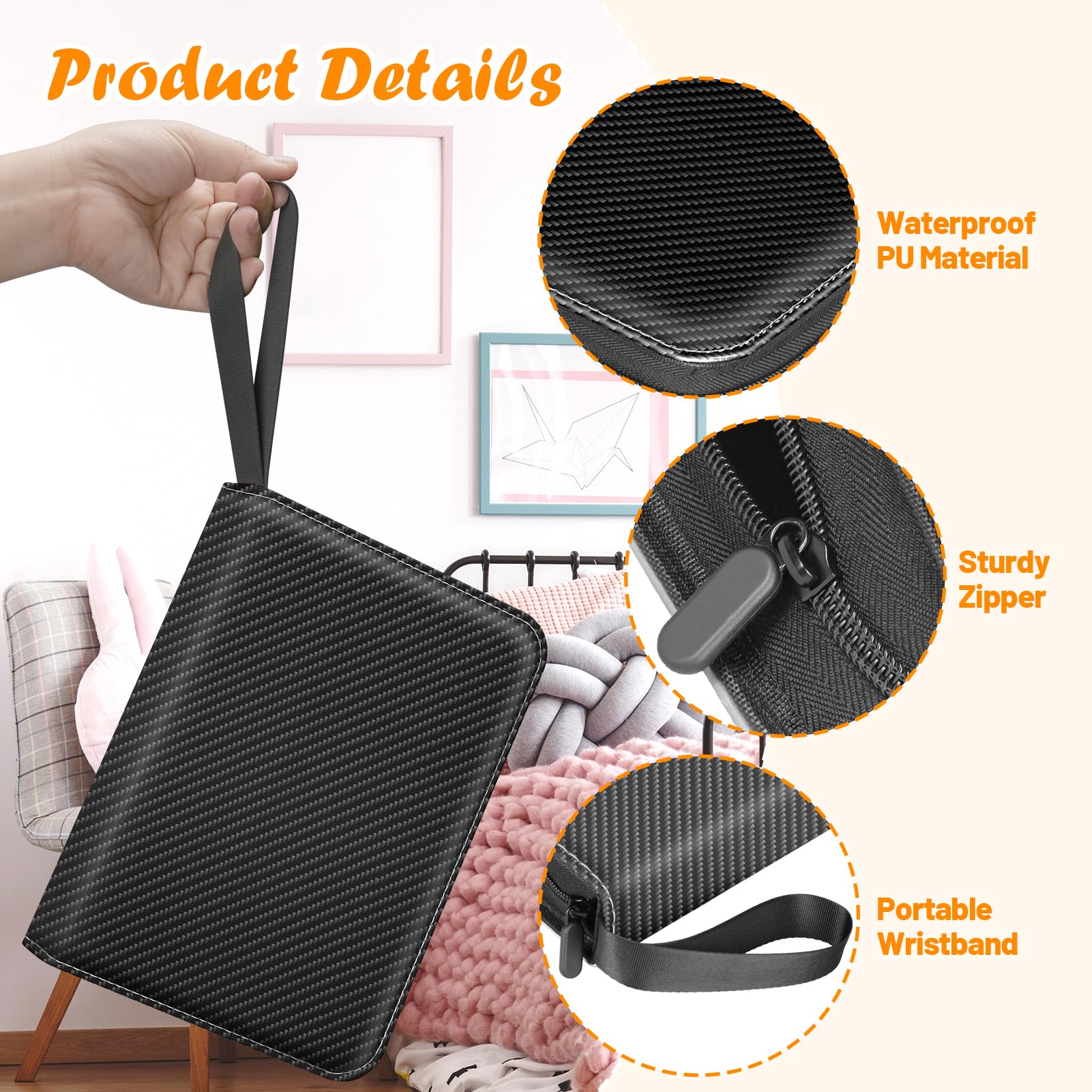 Wristband carry feature on the Winsing Card Binder makes transport easy.