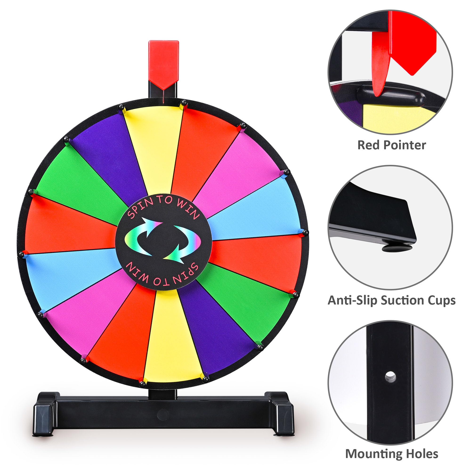WinSpin 12in prize wheel tabletop, customizable template for logos and text