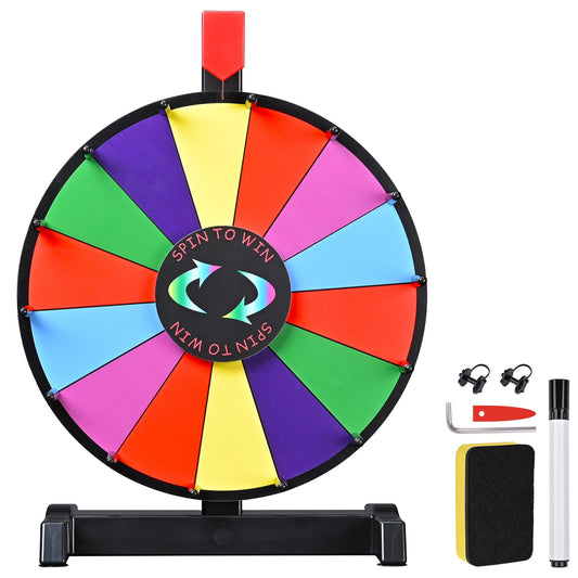 WinSpin 12in prize wheel tabletop, front view, 14 slots for event prizes