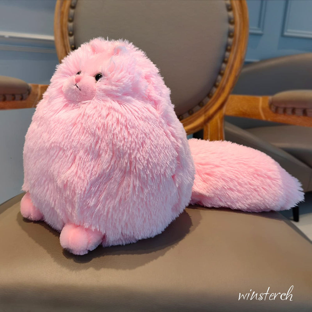 Winsterch pink cat soft fabric close-up emphasizing durability and cuddly feel.