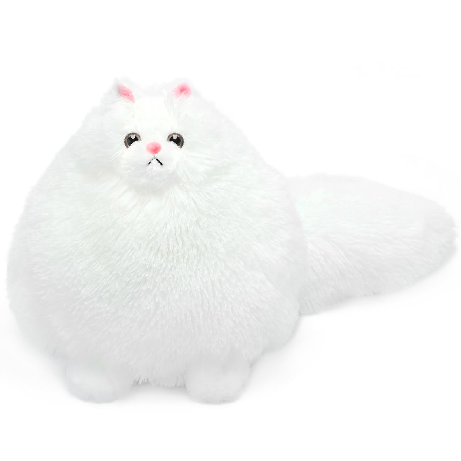 Winsterch white fat cat plush measures 10 inches for gentle play and cuddling