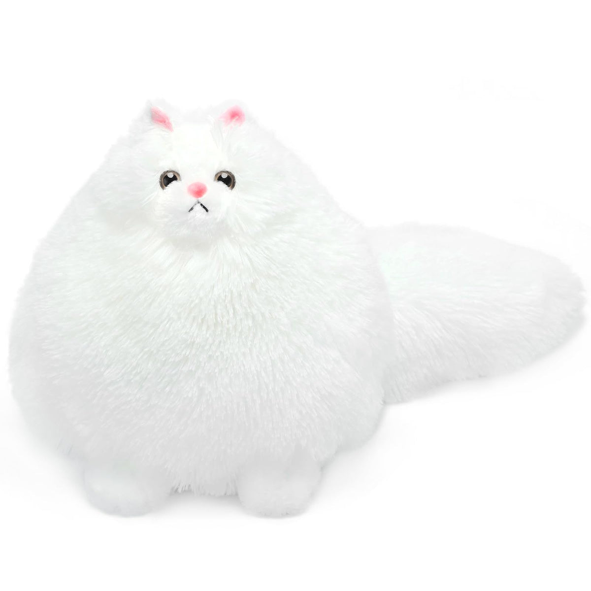 Winsterch white fat cat plush measures 10 inches for gentle play and cuddling