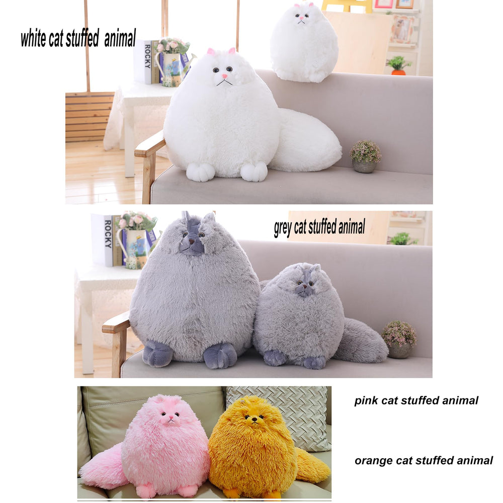 Winsterch gray stuffed cat 10in eye-nose detail with cute expression.