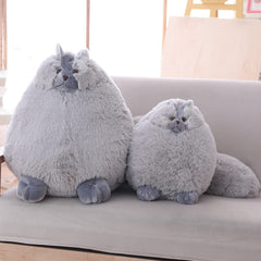 Winsterch gray stuffed cat 10in fluffy tail for playful appeal.