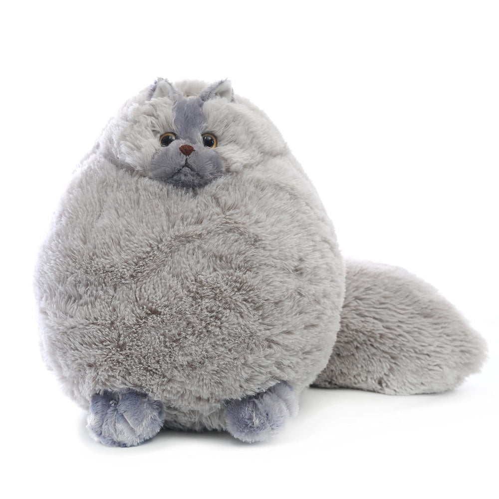 Winsterch gray stuffed cat 10in full view for cuddling and display.