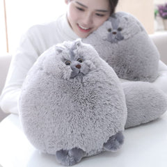 Winsterch gray stuffed cat 10in material closeup showing plush texture.