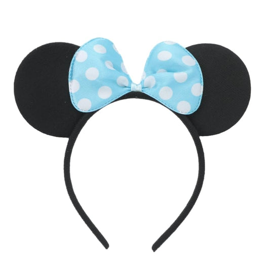 Winvin deluxe fabric ears headband in blue with bow for comfortable wear.